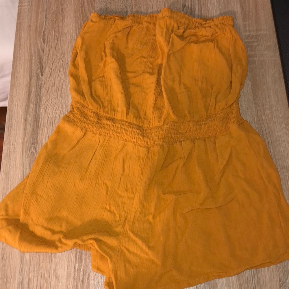 Mustard yellow tube top romper